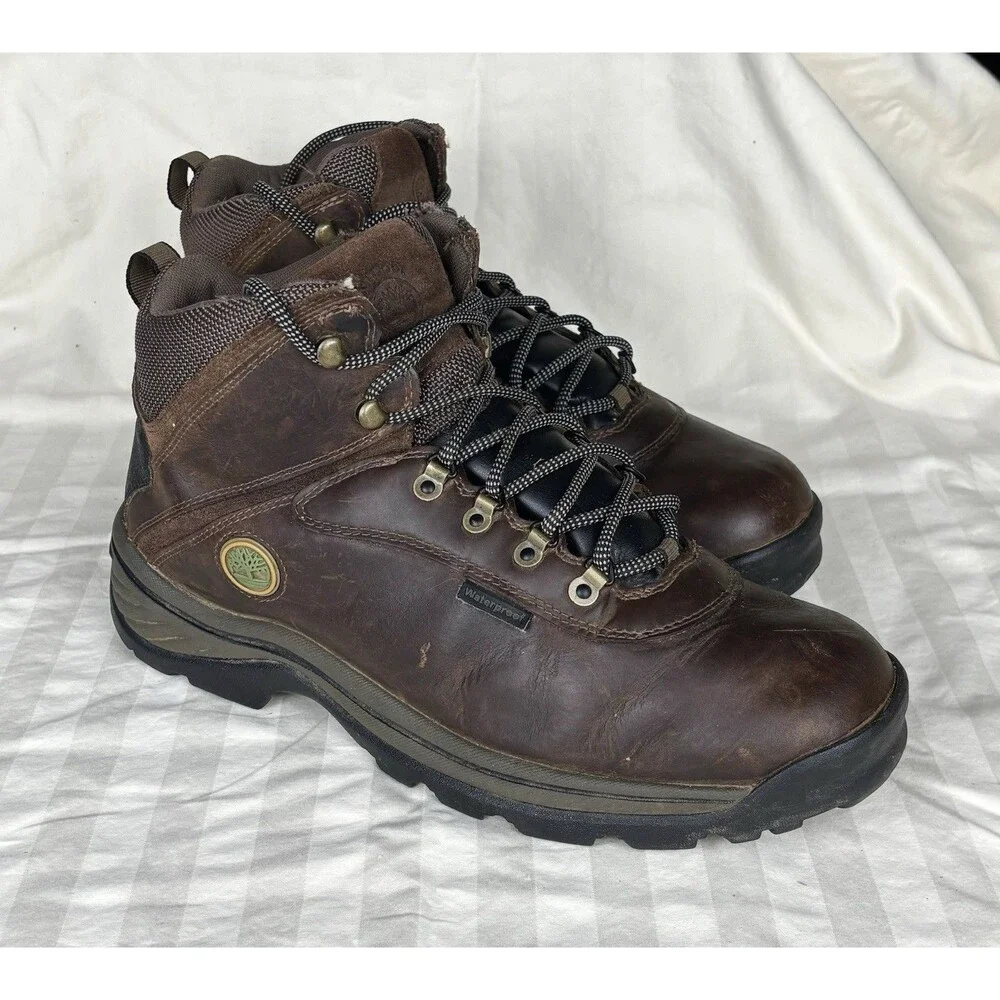 Timberland Men's Size 12W White Ledge Mid Waterproof Hiking Boot Brown Lace Up